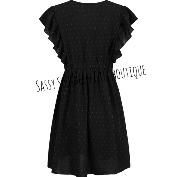 🆕⭐Flirty black swiss dot ruffle mini dress - Picture 6 of 12
